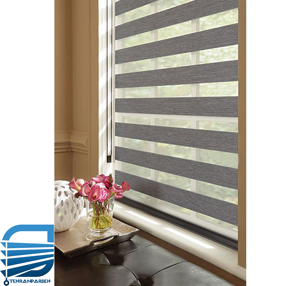 پرده زبرا طوسی طرح چوب - تصویر 2